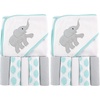 image:imageLuvable Friends Unisex Baby Hooded Towel with Five Washcloths Whale One SizeIkat Elephant