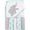 image:imageLuvable Friends Unisex Baby Hooded Towel with Five Washcloths Whale One SizeIkat Elephant