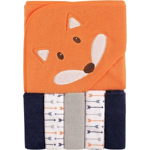 image:imageLuvable Friends Unisex Baby Hooded Towel with Five Washcloths Whale One SizeBoy Fox
