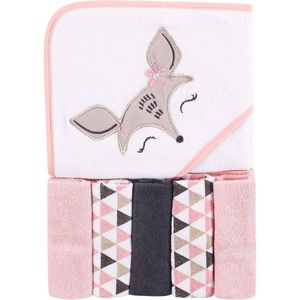 image:imageLuvable Friends Unisex Baby Hooded Towel with Five Washcloths Whale One SizeDeer