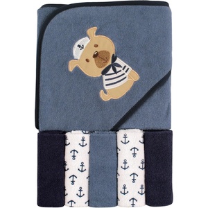 image:imageLuvable Friends Unisex Baby Hooded Towel with Five Washcloths Whale One SizeDog