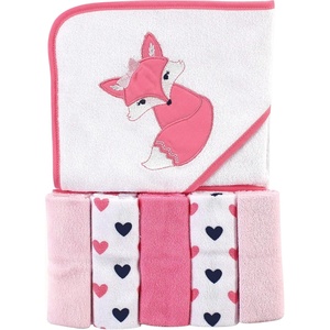 image:imageLuvable Friends Unisex Baby Hooded Towel with Five Washcloths Whale One SizeFoxy