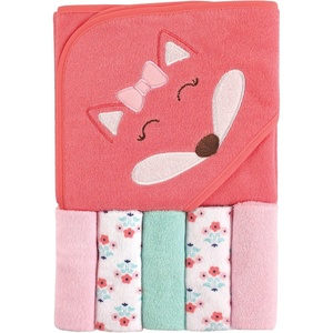 image:imageLuvable Friends Unisex Baby Hooded Towel with Five Washcloths Whale One SizeGirl Fox