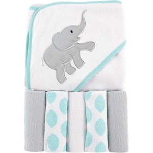 image:imageLuvable Friends Unisex Baby Hooded Towel with Five Washcloths Whale One SizeIkat Elephant