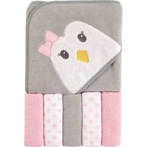 image:imageLuvable Friends Unisex Baby Hooded Towel with Five Washcloths Whale One SizePenguin