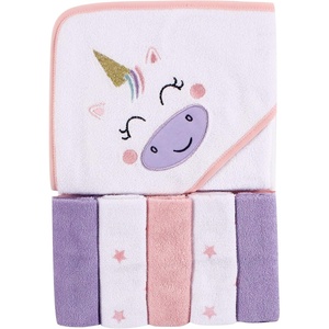 image:imageLuvable Friends Unisex Baby Hooded Towel with Five Washcloths Whale One SizeUnicorn
