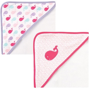 image:imageLuvable Friends Unisex Baby Cotton Terry Hooded Towels Mint Elephant One SizePink Whale