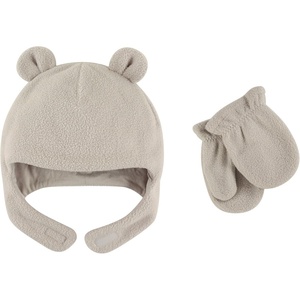 image:imageLuvable Friends Baby Fleece Bear Hat and Mitten SetLight Gray Baby