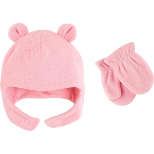 image:imageLuvable Friends Baby Fleece Bear Hat and Mitten SetLight Pink Baby