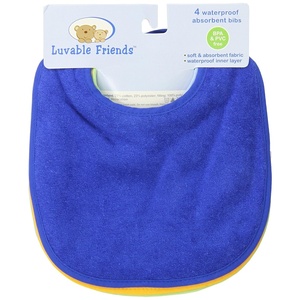 image:imageLuvable Friends Waterproof Absorbent Bib Blue 4CountBlue