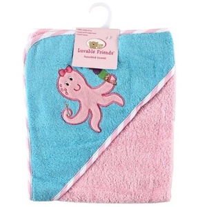 image:imageLuvable Friends Underwater Animals Hooded Towel Woven Terry PinkPink