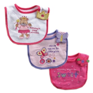 image:imageLuvable Friends 3Pack SideClosure Applique amp Embroidery Baby Bibs Girl SetGirl
