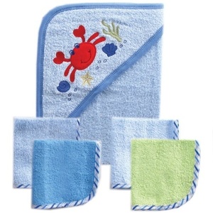 image:imageLuvable Friends Hooded Towel with 4 Washcloths BlueBlue