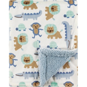 image:imageLuvable Friends Unisex Baby Plush Blanket with Sherpa Back Girl Safari One SizeBoy Jungle