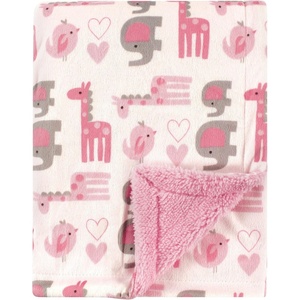 image:imageLuvable Friends Unisex Baby Plush Blanket with Sherpa Back Girl Safari One SizeGirl Safari