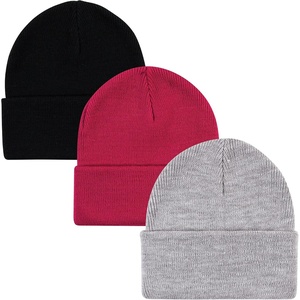 image:imageHudson Baby Unisex Baby Knit Cuffed Beanie 3pk Dark Pink Infant Toddler