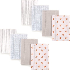 image:imageLuvable Friends Unisex Baby Cotton Flannel Burp Cloths Blue Polka Dots 8Pack One SizeFoxes 8 Pack